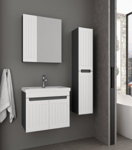 MEGA MEMBRAN KAPAK MDF 80 CM BANYO DOLABI ANTRASİT GRİ